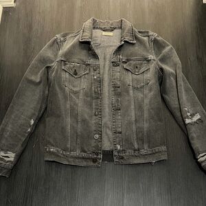 All Saints Ripped Gray Jeans Jacket